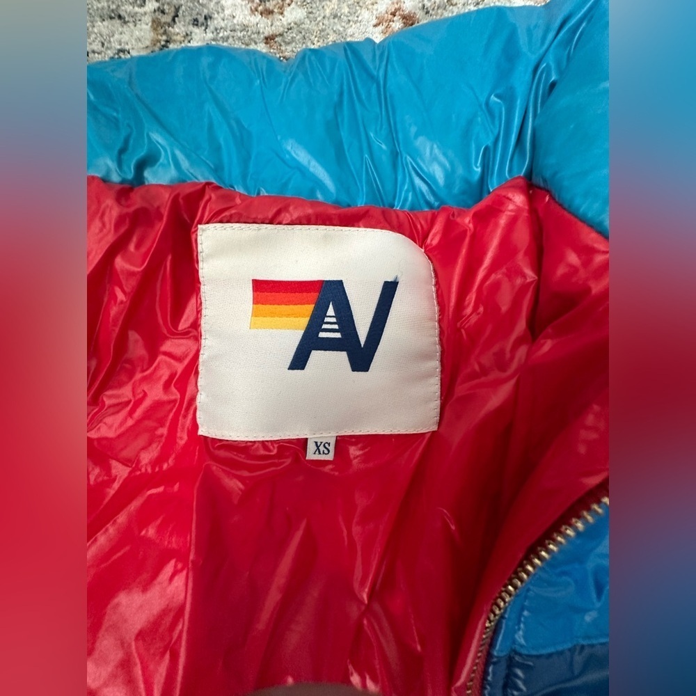 Aviator Nation Color Block Luxe Après Puffer Jacket Glossy Cherry XS Rare - Picture 6 of 16